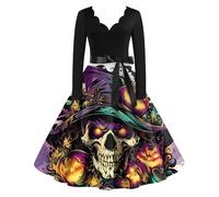 TOFOTL Disfraz Esqueleto Mujer Da Halloween Costume Women Capas para Vestido de Fiesta 2026 Gotica Witch Esqueleto Mujer Hallowen Ropa Disfraz de Halloween Hechicero Traje Medieval 04-Naranja XL