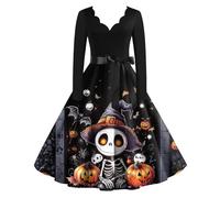 TOFOTL Disfraz Esqueleto Mujer Traje Halloween Disfraz Diablo Corset Haloween Góticos de Adulta Familiar Vestido de Fiesta Vestido Camisero Mujer Monstruos Falda Bruja 04-Negro XL