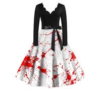 TOFOTL Disfraz Halloween para Vampira Mono Vestido Coctel Mujer Fiesta de La Muerte Elegantes Gótica Disfraz Diablo Mujer Halloween Skeleton Vestido Invitada Boda Manga Larga 02-Blanco L