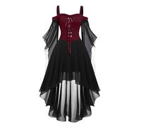 TOFOTL Disfraz Halloween Sexy Mujer de Gótica Victoriana Miercoles Niña Scary Movie Costumes Disfraz Adulto Mujer Mono Esqueleto Adulto Disfarces Renacentista Skeleton Costume 27-Vino M