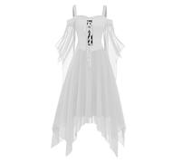 TOFOTL Disfraz Halloween Vampiro Mujer Victoriano Zombie Disfraz Esqueleto Diablo Fantasia Gótico Vestido Novia Cadaver para Fiesta Tallas Grandes Mujer Fiesta Vestido Gotico 28-Blanco S