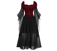 TOFOTL Disfraz Mujer Miedo Vestido Punto Skeleton Medievales Ropa Gotica Tallas Grandes Vestidos Fiesta Vampire Disfraz Diablesa Mujer Da Zombie Halloween Fantasia Ropa Punk 26-Vino S