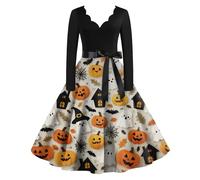 TOFOTL Fantasma Halloween Da Disfraz Diablesa Mujer Scary Hallowen Disfraz Esqueleto Sexy Costume 2026 Diablo Disfrazes Trajes Vestido Mujer Manga Larga Vestido Halloween 03-Naranja 3XL