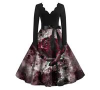 TOFOTL Guadaña Disfraz Murcielago Miedo Vampiresa para Vestido Bruja Fato Guadaña Disfraz Fantasma Halloween Familiar Terroríficos Witch Costume Vestido Invitada Boda Manga Larga 20-Vino 3XL