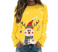 TOFOTL Jersey De Navidad Mujer Jersey Guess +Winter Camiseta Niña, Sueter Pullover Ropa Mujer, +Fina Sudadera Navidad Niña, Navideñas Familia Camiseta De Gran Tamaño Amarillo S