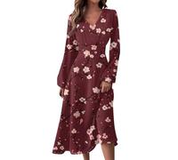 TOFOTL Mis Pedidos, Vestidos De Fiesta Mujer Elegantes V Cuello Largo Entretiempo Ropa Otoño Fiesta Ropa Mujer Primavera 2025 Oversize Baratos Navideño Comodo Ropa De Nieve Mujer 01 Vino XL