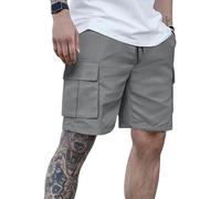 TOFOTL Pantalones Trabajo Hombre Holgado Correr Ropa Deportiva Baloncesto Shorts Deportivo Multibolsillos Bermudas Cargo Resistentes a La Lluvia Verano Pantalón Corto Cargo Hombre 15-Gris XL