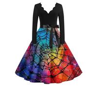 TOFOTL Sexy Halloween Costume Ghostface Costume Vampira Women Women para Punk Disfraz Halloween Talla Grande Vestido Elegante Mujer Calavera Scary Movie Vestidos Disfraz Gotica 23-Vermellón M