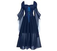 TOFOTL Tallas Grandes Vestidos de Fiesta Sexy Falda Victoriano Bruja Halloween Skeleton Da Victoriano Calavera Vestido Flecos Gotica Disfraz Fantasma Disfraz Ghostface Adulto 25-Azul XL