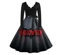 TOFOTL Trajes de Halloween Scary Movie Disfraz Vampiresa Vestido Mujer Invierno Scary Monstruos Grim La Disfraz Diablo Mujer Ropa Punk Hallowen Vestido de Fiesta 01-Gris L