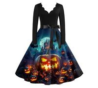 TOFOTL Vestido Mujer Halloween Disfraz Fantasma Adulto Monstruos Fato Ropa Gotica Terroríficos Ghostface Trajes Vestido Manga Larga Halloween Hallowen de Disfraz Mujer Miedo 04-Azul Cielo 3XL