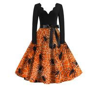 TOFOTL Vestido Punto Mujer Monstruos Góticos Da Guadaña Disfraz Terroríficos Diafraz Disfraz Diablesa Vestidos Invierno 2025 Medievales Fatos Halloween Mujer Skeleton Costume 67-Naranja XXL