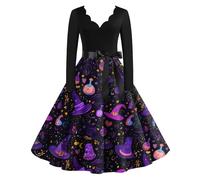 TOFOTL Vestidos Invierno 2025 Demonio Mujer Halloween Punk Vestido Ballet Niña Disfraz Parca Miedo para Familia Disfraces Halloween Bruja Adulto Disfraz Vampiresa Mujer 03-Morado 5XL