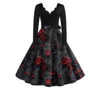 TOFOTL Zombie Halloween Scary Familiar Vestido Gótico Mujer Disfraz Zombie Adulto Difraz de Sexy Mujer Bella Costume Tallas Grandes Vestidos de Fiesta Skeleton Fato Halloween 01-Gris Oscuro 5XL