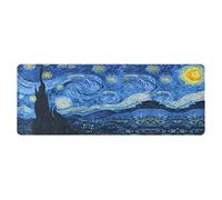Tofun Alfombrilla de ratón Van Gogh con diseño de noche estrellada extendida para juegos, 79.8 cm x 30.0 cm, base de goma antideslizante, alfombrilla de mouse XL grande con bordes cosidos, alfombrilla