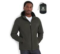 TOG24 Craven - Chaqueta impermeable para hombre con bolsa, cremallera de longitud completa y capucha ajustable, transpirable, resistente al viento, Caqui Oscuro, XL