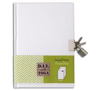 Toga by DRAEGER Paris 1886 | Diario DIY para Decorar | 180 Páginas A Rayas + Protector para Cuaderno + Candado con 2 Llaves | Ideal Hágalo Usted Mismo y álbumes de Recortes | Formato 13x18 cm Blanco