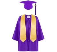 Toga - Disfraz de graduación unisex para niños, con borlas, gorro, disfraz de graduación para niños, preescolar, escuela infantil y primaria, Toga de graduación para niños de 4 a 14 años