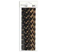 Toga DKO029 - Juego de pajitas clásicas, color negro y dorado (24 piezas)