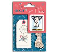 Toga Hygge 20 Tags con cordel, papel, rouge-rose-bleu, dimensiones de una etiqueta: 4,5 x 8 cm