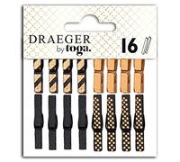 Toga - Pinzas para lenguas, color negro y dorado, 3 cm x 0,3 cm, juego de 5 piezas