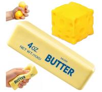 TOGETDREAM 2 Piezas Butter y Cheese Juguetes, diseño simulado de Mantequilla y Queso Juguetes Sensoriales para niños, Adultos, la Oficina y el hogar