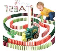 TOGETDREAM Eléctrico Domino Tren 100 Pièces Domino, Automático Juguete de Tren Dominó Infantil, Tren de Dominó Triangular Un Regalo de Iniciación para Niños (Verde)