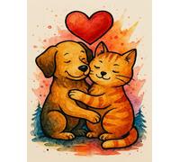 Together Always (8.5 x 11 in) Cute Dog and Cat Cover: Romantic Watercolor Notebook with Lined Pages | Journal for Notes, Writing & Gifts