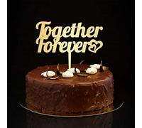 Together Forever - Decoración para tartas de Mr & Mrs, diseño retro de novia y novio, decoración para tartas de boda, aniversario, boda, regalos de compromiso para pareja, color dorado, 6 pulgadas
