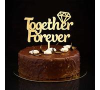 Together Forever - Decoración para tartas Mr & Mrs, silueta dorada, personalizable, divertida decoración para tartas de novia y novio para boda, compromiso, boda, regalos de compromiso para parejas, 6