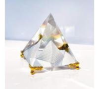 Together-life Prisma piramidal de Cristal, Cristal de meditación Feng Shui con Soporte Dorado para decoración artística de Oficina en casa, Regalo de pirámides, Soporte para Prosperidad, energía