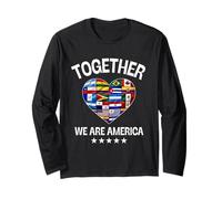 Together We Are America Heart Flags Manga Larga