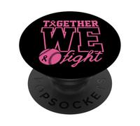 Together We Fight Softball - Ropa de concienciación sobre el cáncer de Mama, Color Rosa PopSockets PopGrip Adhesivo