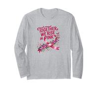Together We Rise in Pink Shirt - Concientización sobre el cáncer de Mama Manga Larga