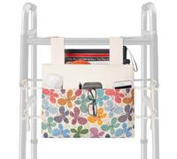 TOGETRUE Bolsa para andador, práctica canasta para andador con portavasos de agua, bolsa de almacenamiento de accesorios para andador plegable, sillas de ruedas, cochecitos, 15" x 11.5" (mariposa)