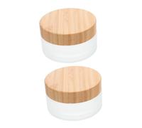 TOGEVAL 1 Juego Tarros para Crema Facial Unidades Frascos Pequeños con Tapa De Bambú Natural Envases Cosméticos Portátiles Y Herméticos para Maquillaje Y Lociones 2 Piezas