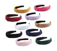 TOGEVAL 10 piezas Diademas Anudadas Anchas para Niña Estilo Simple Algodón Tejido Cómodo Accesorio para Sujetar Cabello Maquillaje y Yoga