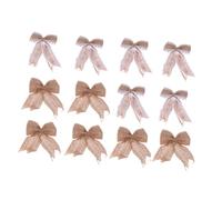 TOGEVAL 12 Piezas Adornos Colgantes de Encaje Lazos Navideños de Lino para Decoración de Árbol Fiestas y Hogar Resistentes y Reutilizables