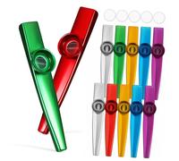 TOGEVAL 12 piezas Kazoos de Metal con Membranas Instrumentos Musicales para Adultos Práctica y Educación Temprana Sonido y Resistente para Grupos y Principiantes
