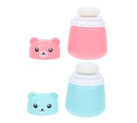 TOGEVAL 2 Cajitas de Polvos para Niño con Forma de Oso, Borla de Polvo Compacta para Viaje, Fácil de Transportar sin Fugas