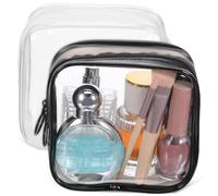 TOGEVAL 2 Piezas Bolsa Maquillaje Portátil PVC con Doble Neceser Transparente Pequeño Organizador Viaje para Mujer y Cosméticos