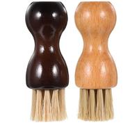 TOGEVAL 2 Piezas Cepillo de Limpieza para Zapatos con Mango de Madera Mini y Portátil para Botas y Artículos de Cuero Cerdas Especiales para Limpieza Profunda y Cuidado
