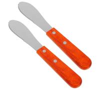 TOGEVAL 2 Piezas Cuchillo de Mantequilla Acero Inoxidable con Mango de Madera Ergonómico Esparcidor y Cortador para Queso y Crema para Repostería y Decoración de Pasteles