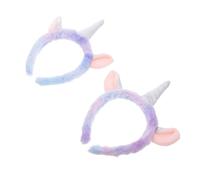 TOGEVAL 2 piezas Diadema Unicornio de Felpa Suave para Niñas Unidades Banda Ancha para Lavar la Cara Cómoda y Decorativa para Diario y Maquillaje