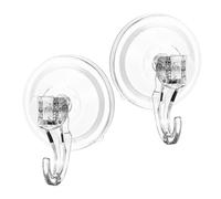 TOGEVAL 2 Piezas Ganchos de Ventosa Grandes Transparentes Reutilizables para Baño y Cocina Soporte Fuerte sin Taladro para Colgar Toallas Utensilios y Accesorios de Ducha Gancho Adhesivo