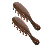 TOGEVAL 2 Piezas Peine de Masaje de Sándalo con Diseño Ergonómico de Anillo para Cabello Rizado y Cepillo Natural para Masaje de Cabelludo para