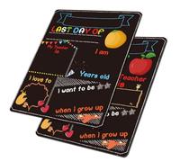 TOGEVAL 2 piezas Pizarra de Doble Cara para Colgar Pared Carteles Escolares Reutilizables Unidades con Impresión Colorida para Decoración Infantil del Primer Día y Último Día Escolar