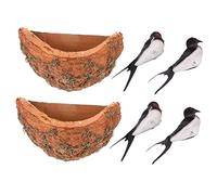TOGEVAL 2 Unidades Nido de Golondrina Comprar Nido de Pájaro Rústico Esculturas de Pared de Espuma y Cartón de Papel Instalar para Decoración de Jardín y Regalo