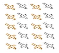 TOGEVAL 20 Mini Dijes de Cruz de Acero Inoxidable Huecos Colgantes Religiosos Plateados Pequeños para Pulseras Llaveros y Manualidades Accesorios de Joyería de Fe Unisex Diseño