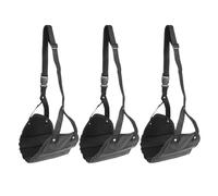 TOGEVAL 3 Piezas Hamaca para Pies Ajustable para Avión y Oficina Reposapiés Portátil Nylon Transpirable Soporte Ergonómico para Viajes Trenes y Coches de Negro